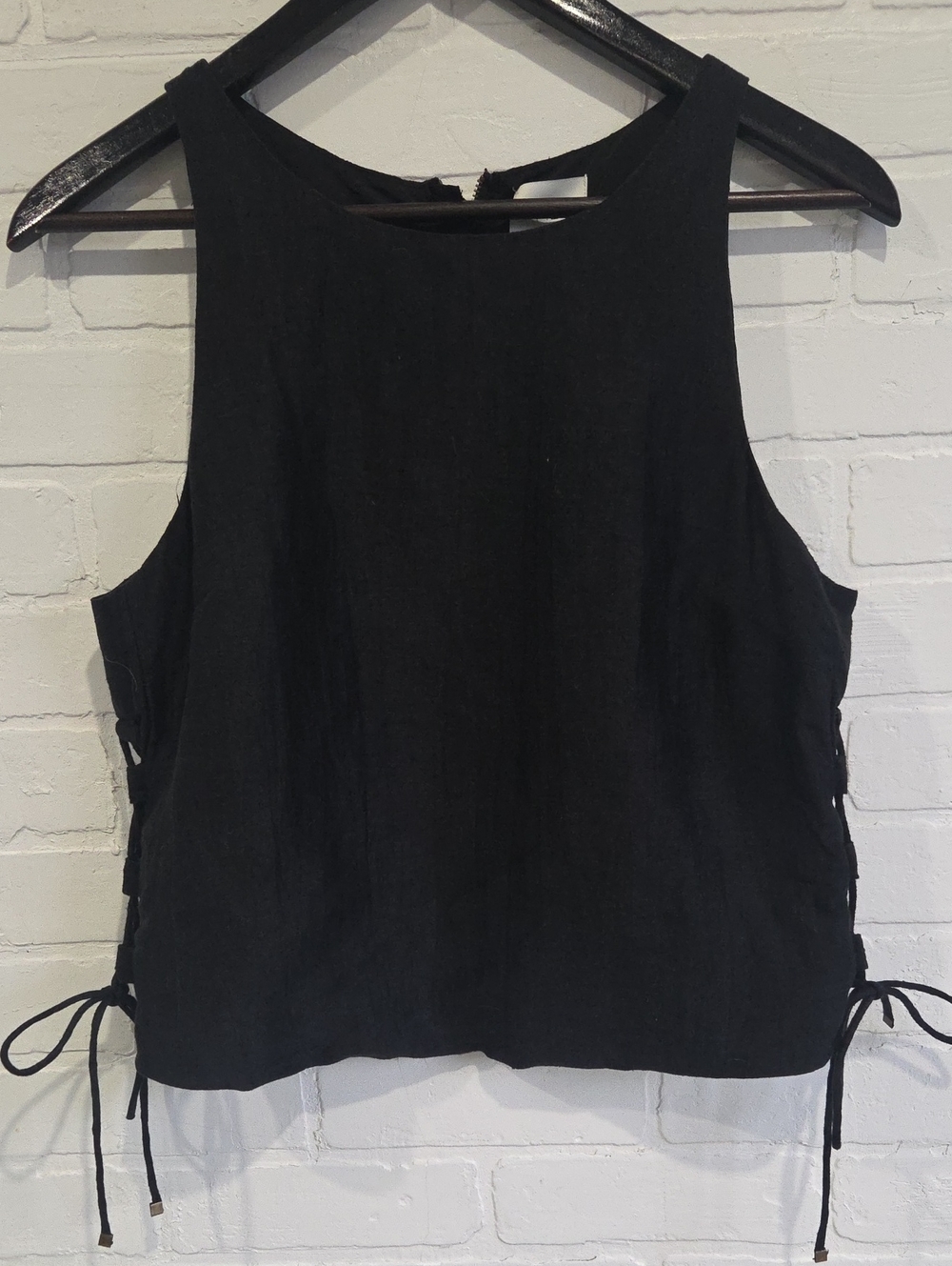 HD in Paris Black Lace-Up Side Tank Top
